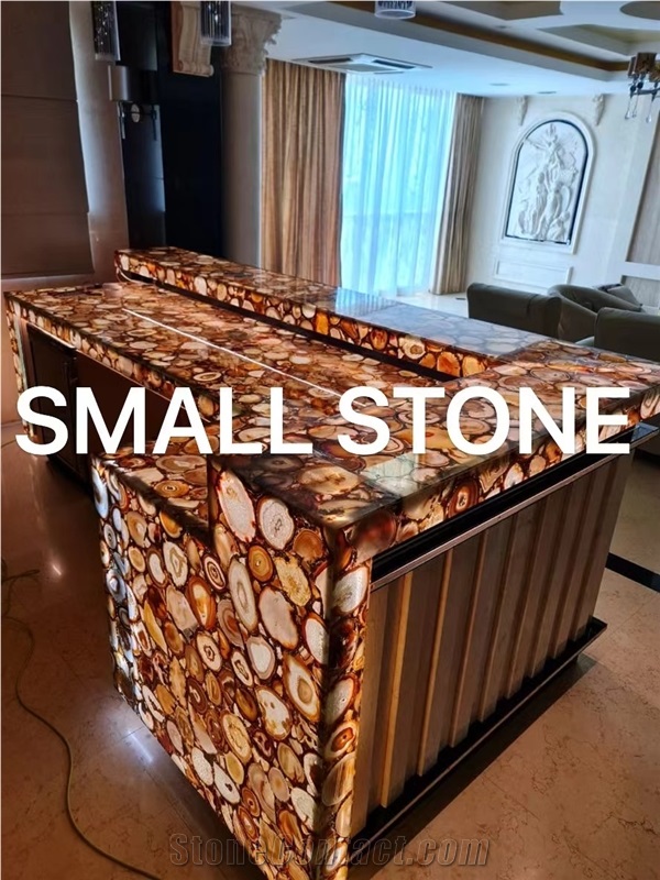 Natural Red Agate Backlit Kitchen Bar Tops, Kitchen Countertop