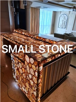 Natural Red Agate Backlit Kitchen Bar Tops, Kitchen Countertop