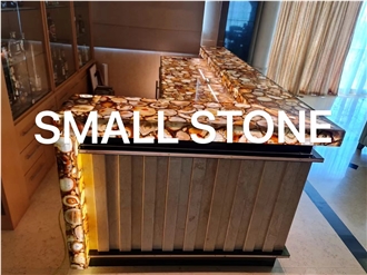 Natural Red Agate Backlit Kitchen Bar Tops, Kitchen Countertop