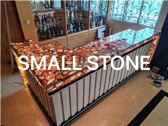 Natural Red Agate Backlit Kitchen Bar Tops, Kitchen Countertop
