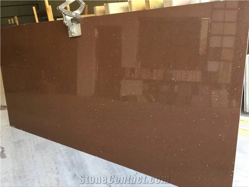 Brown Stellar Galaxy Quartz Slabs