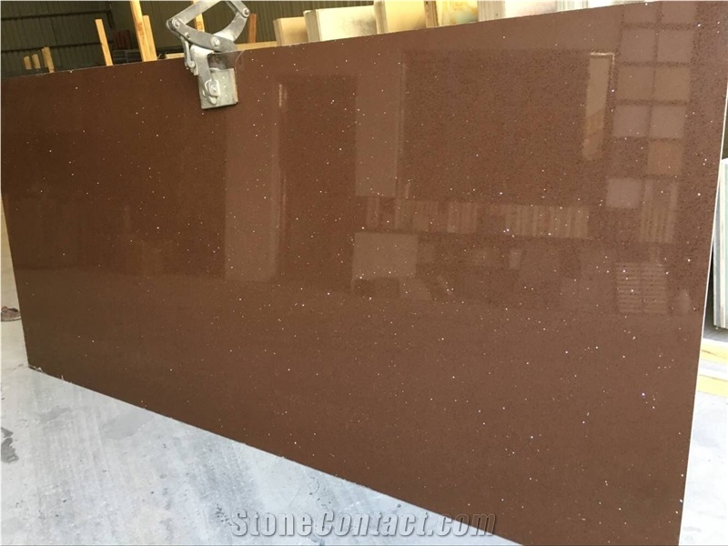 Brown Stellar Galaxy Quartz Slabs