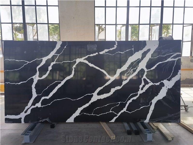 Calacatta VS1864 Panda Black Quartz Slabs
