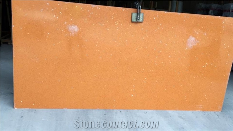 Orange Stellar Galaxy Quartz Slabs