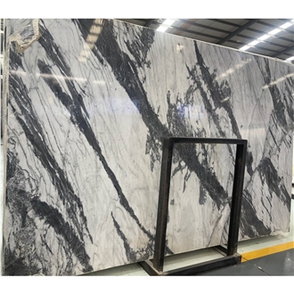 China Ink White Marble 18Mm Slab Tiles Polished Honed