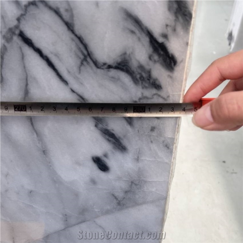 China Ink White Marble 18Mm Slab Tiles Polished Honed