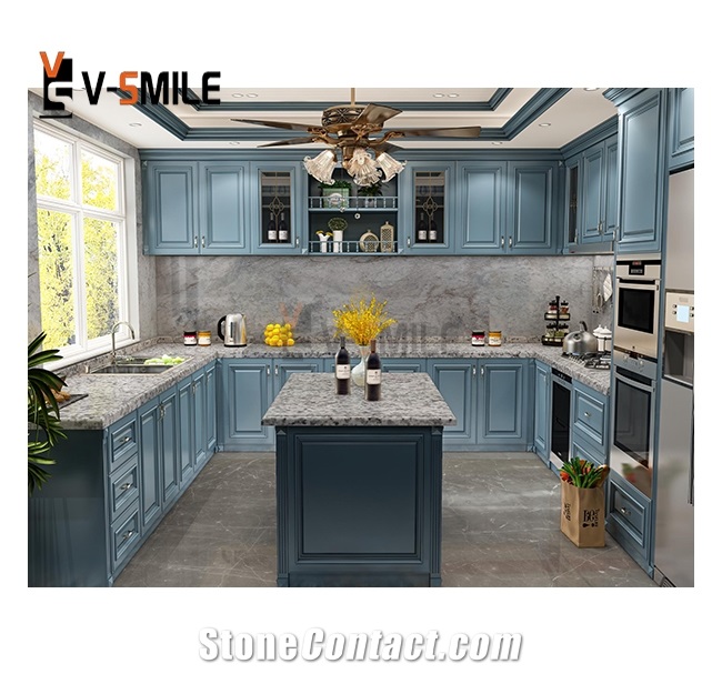 White Grey Mist Granite Kitchen Countertop
