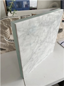 Carrara White Marble Tile With Glass Composite Stone Panels