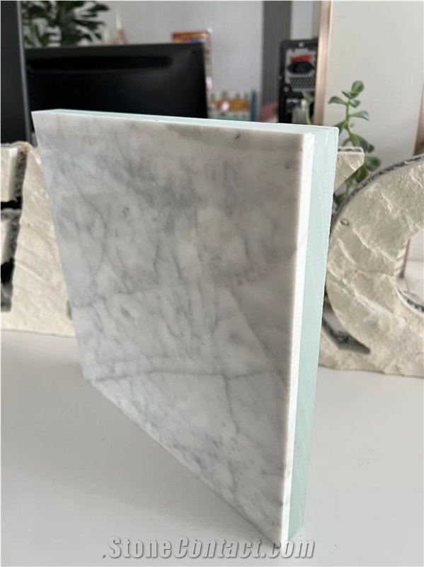Carrara White Marble Tile With Glass Composite Stone Panels