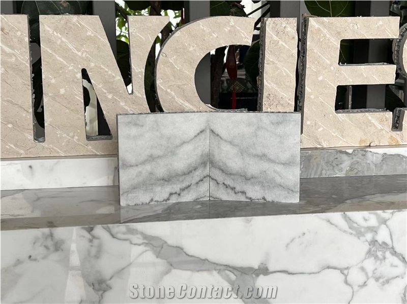 White Fusion Marble Tile Laminated With Honeycomb Panels