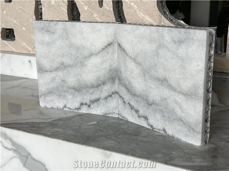 White Fusion Marble Tile Laminated With Honeycomb Panels
