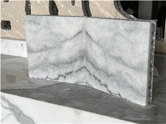 White Fusion Marble Tile Laminated With Honeycomb Panels