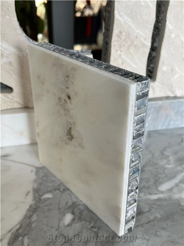 White Jade Marble Laminated Backed Honeycomb Panels