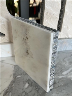 White Jade Marble Laminated Backed Honeycomb Panels