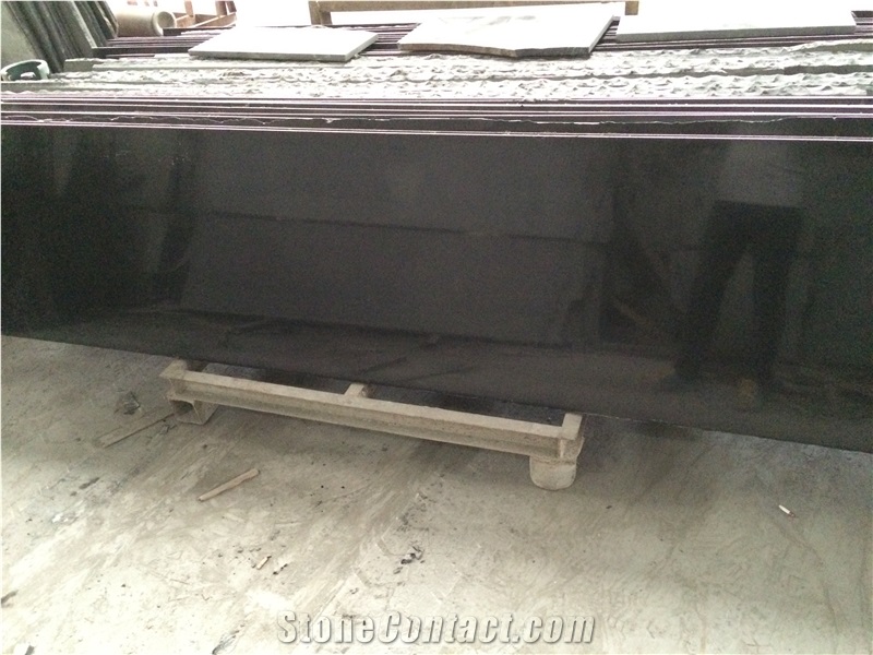 Mongolia Polished Black Granite Slabs Tiles