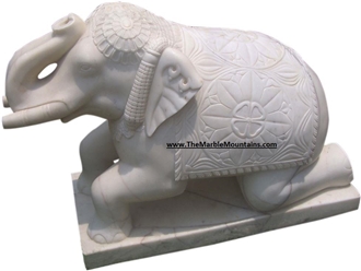 Viet Nam Milk White Marble Elephant Sculptures