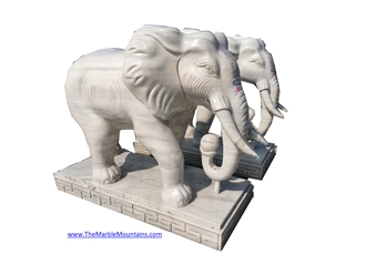 Viet Nam Milk White Marble Elephant Sculptures