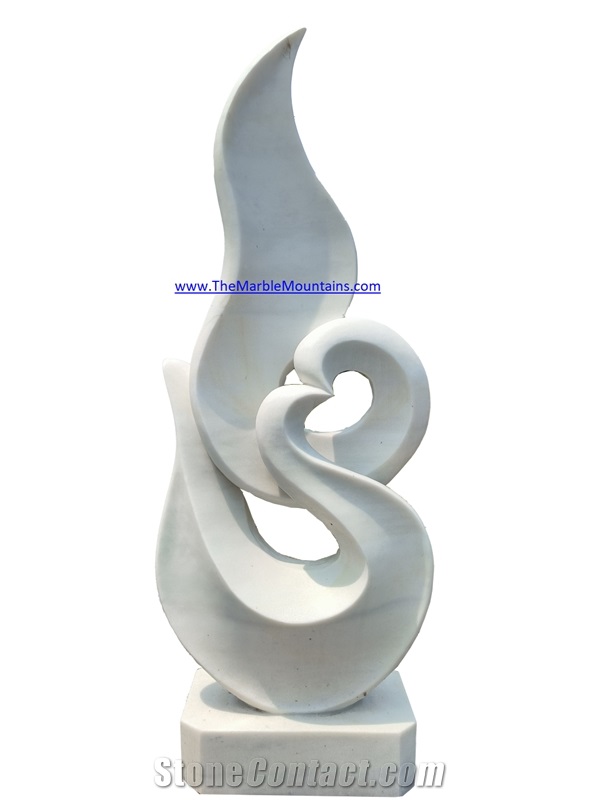 Viet Nam Sparkling White Marble Abstract Garden Statue