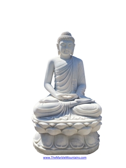 Viet Nam White Marble Buddha Sculpture - Tu Hung Stone Arts
