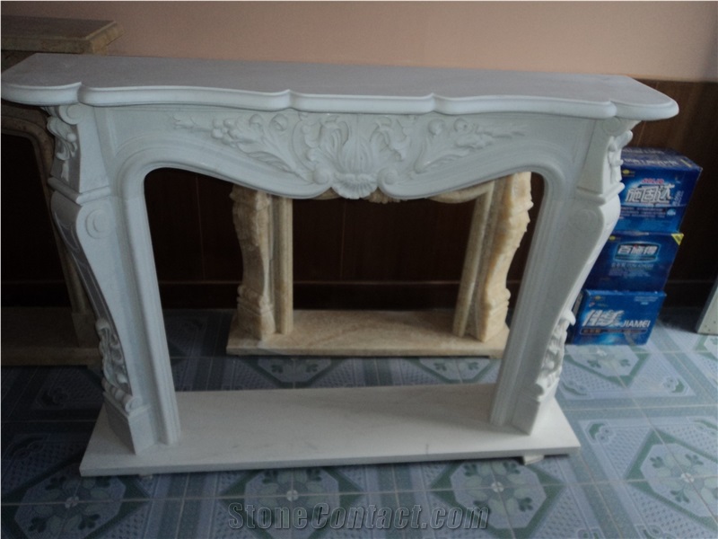 2024 Year NEW Design White Marble Modern Fireplace