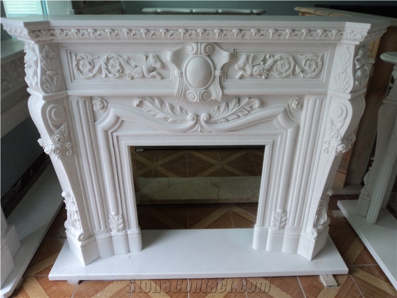 2024 Year NEW Design White Marble Modern Fireplace