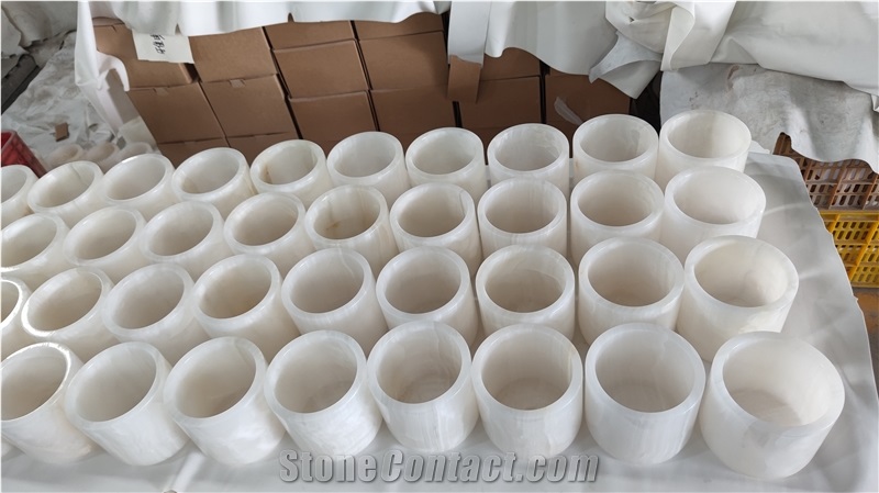 Handmade  White Onyx Candle Holder Decor Products