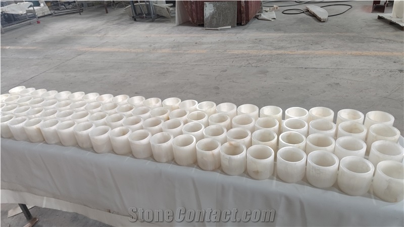 Handmade  White Onyx Candle Holder Decor Products