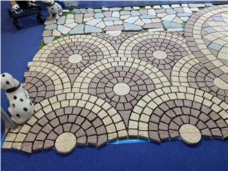 Yellow And Red Granite Fan Shaped Paving Stone For Project Yellow And Red Granite Fan Shaped Paving Stone For Project