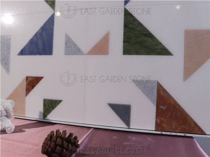 Lula Multicolor Triangle Polished Marble Mosaic Tiles