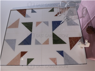 Lula Multicolor Triangle Polished Marble Mosaic Tiles