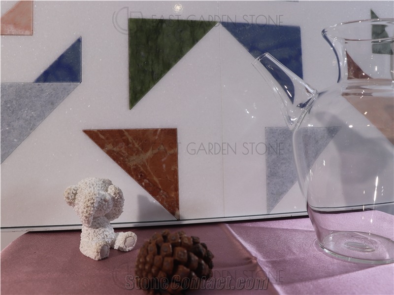 Lula Multicolor Triangle Polished Marble Mosaic Tiles