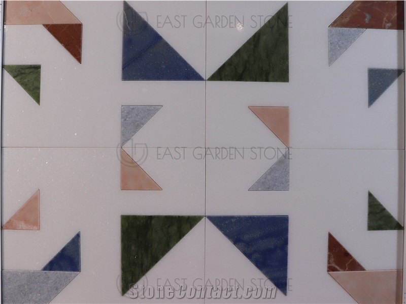 Lula Multicolor Triangle Polished Marble Mosaic Tiles