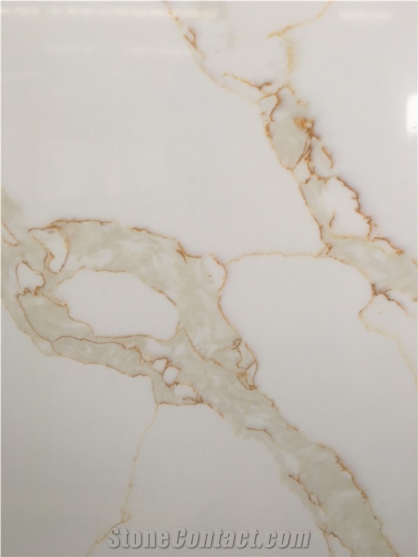 Calacatta White Supplier Quartz Slabs For Bathroom