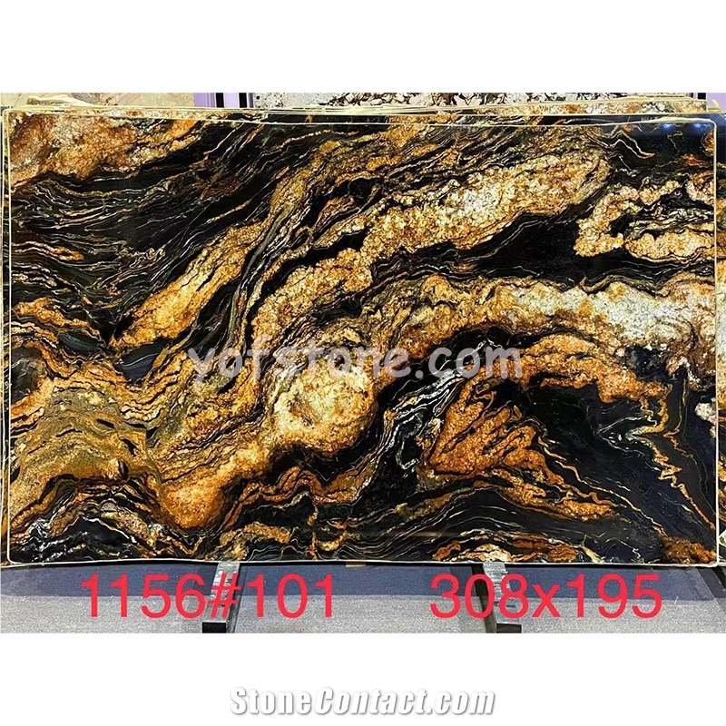 Polished Magma Gold Granite Slabs For Walling Use