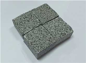 Grey Granite Cobble Stone Paving Setts, Sawn Sides, Split Top