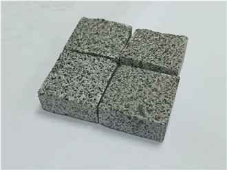 Grey Granite Cobble Stone Paving Setts, Sawn Sides, Split Top