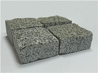 Grey Granite Cobble Stone Paving Setts, Sawn Sides, Split Top