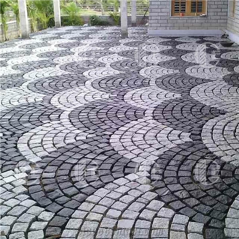 Natural Split Cobble Setts From Grey Ukraine Granite, Paving Setts