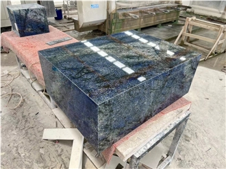 Azul Bahia Granite Coffee Table Fantasy Sapphire Rectangle Granite Plinth