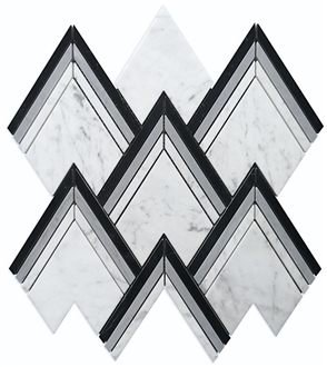 Bianco Carrara Nero Marquina Waterjet Marble Mosaic Tiles