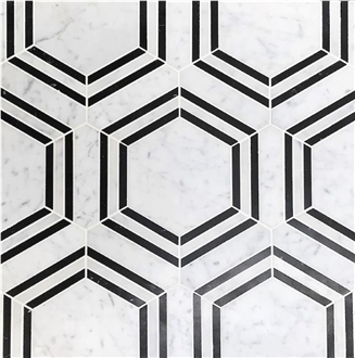 Hexagon Carrara Bianco Marble Mosaic Tiles For Flooring Hexagon Carrara Bianco Marble Mosaic Tiles For Flooring