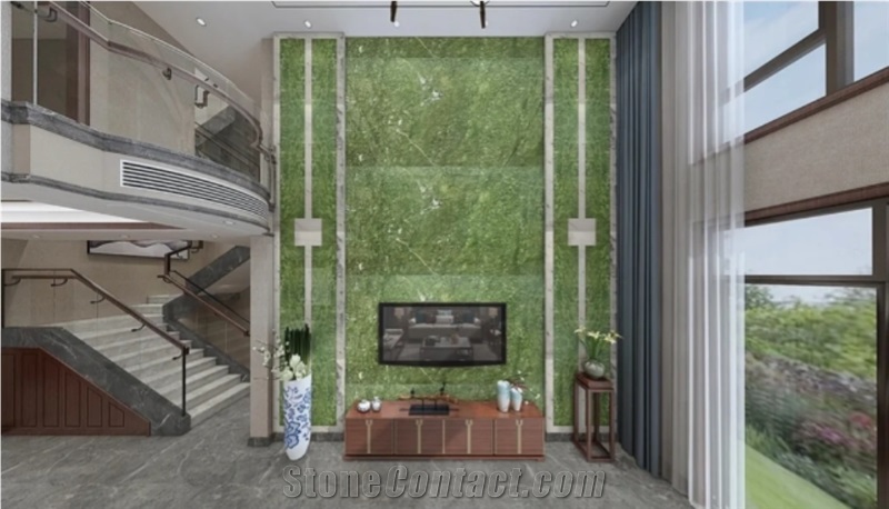 Polished Dandong Green Marble Slabs For Interior Use