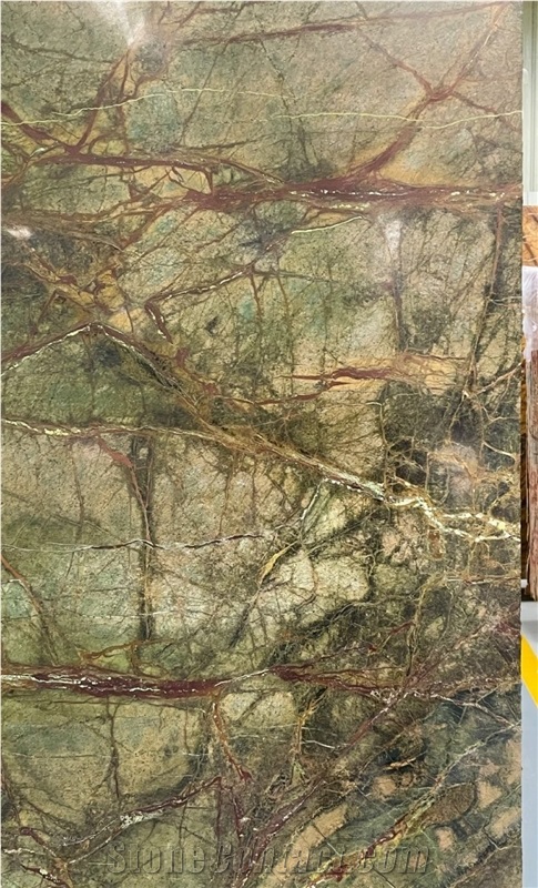 Rain Forest Green Marble Slab For Floor Tiles