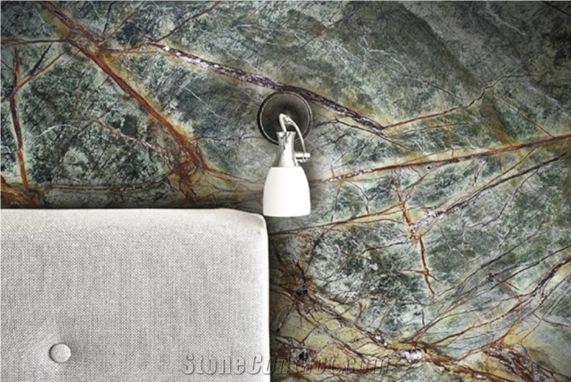 Rain Forest Green Marble Slab For Floor Tiles