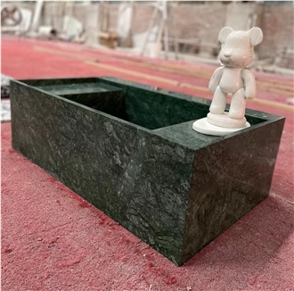 Rectangle Natural Stone Green Marble Wash Basin