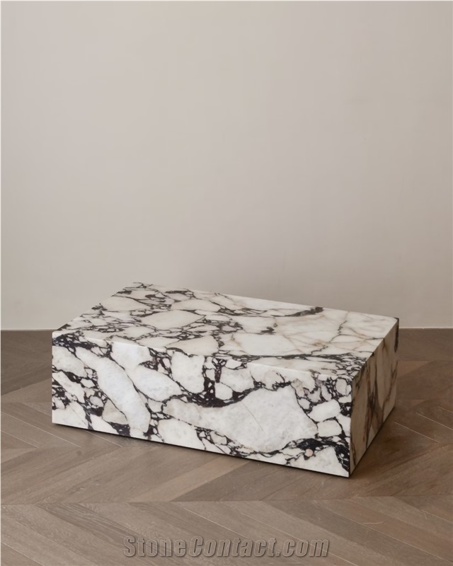 Stone Coffee Table Calacatta Viola Marble Plinth