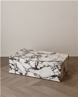 Stone Coffee Table Calacatta Viola Marble Plinth