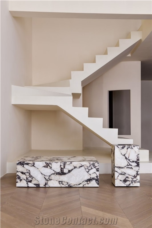 Stone Coffee Table Calacatta Viola Marble Plinth