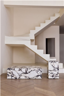 Stone Coffee Table Calacatta Viola Marble Plinth