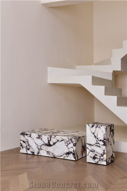 Stone Coffee Table Calacatta Viola Marble Plinth